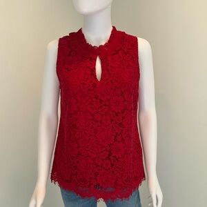 J Crew Red Lace Sleeveless Top